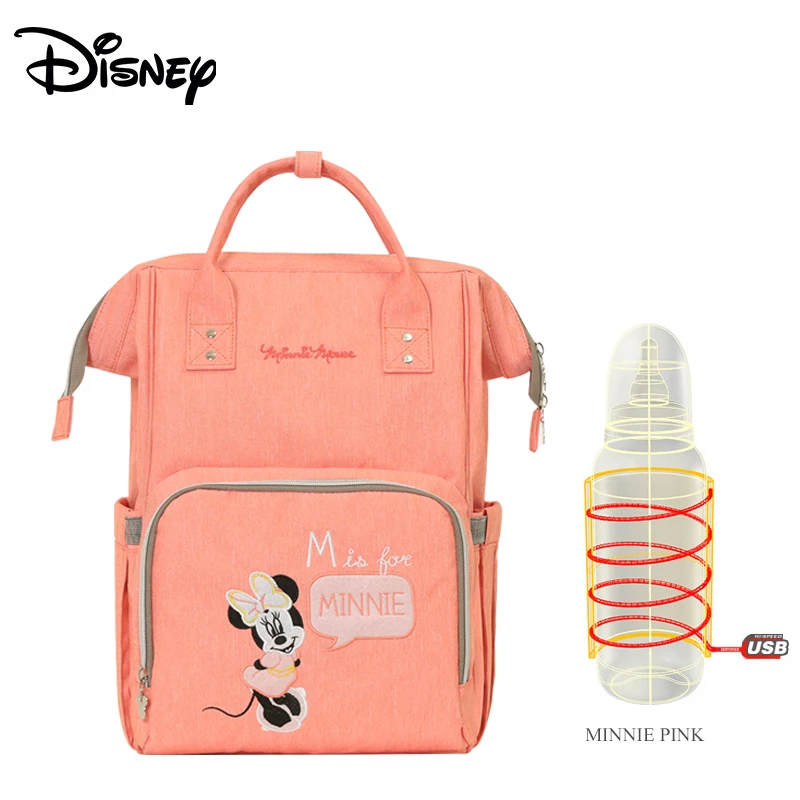 

Disney New Upgraded version mickey and minnie Insulation Bag top-capacity Baby Feeding Bottle Bags Diaper Bags Oxford USB bags