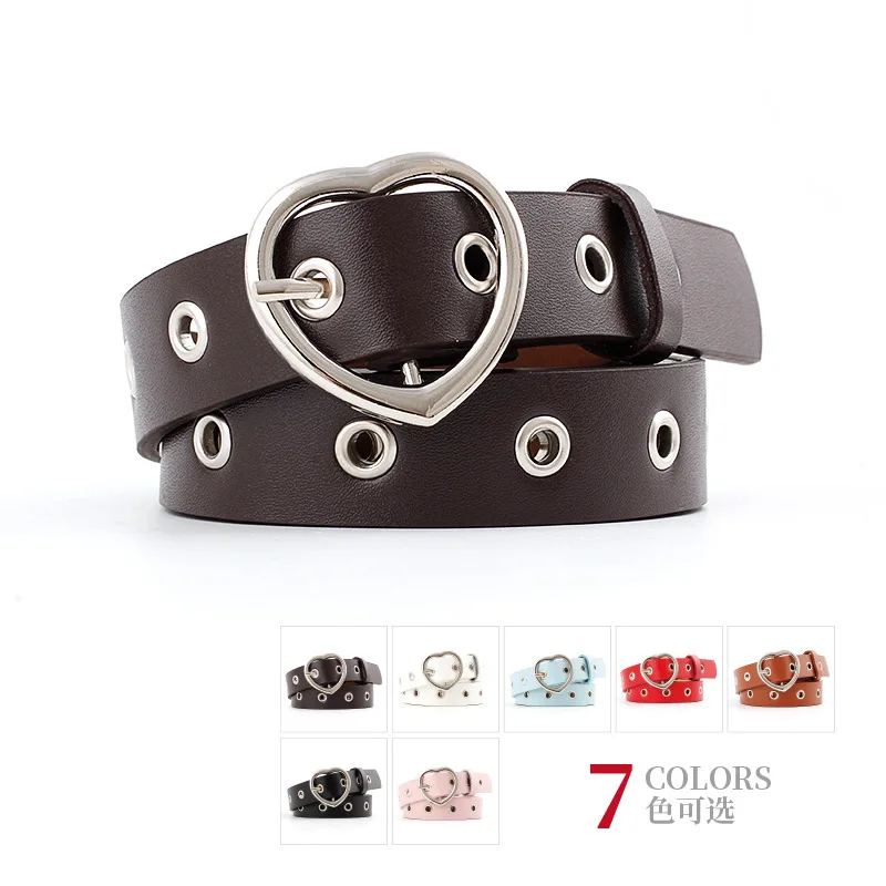 

Fashionable Design Hot Casual Ring Black Metal Belt Heart Female Belt Punk Style Long Personality Belt For Women Jeans Wholesale