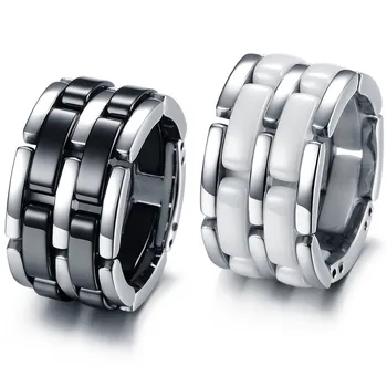 

Wholesale Fashion Rings Black Titanium Steel Between The Ceramic Ring WJ221