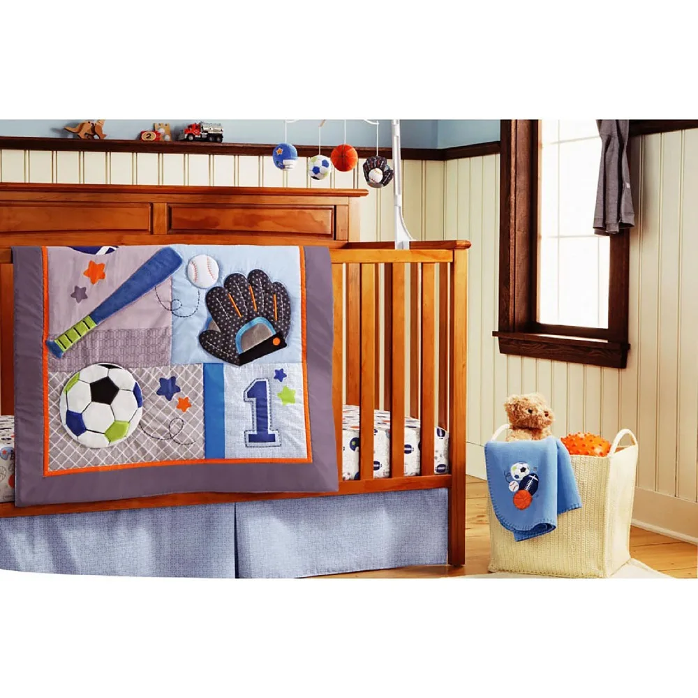 

Promotion! 4pcs baby bedding set cotton crib baby cot sets baby bed (comforter+skirt+bumpers+sheet)