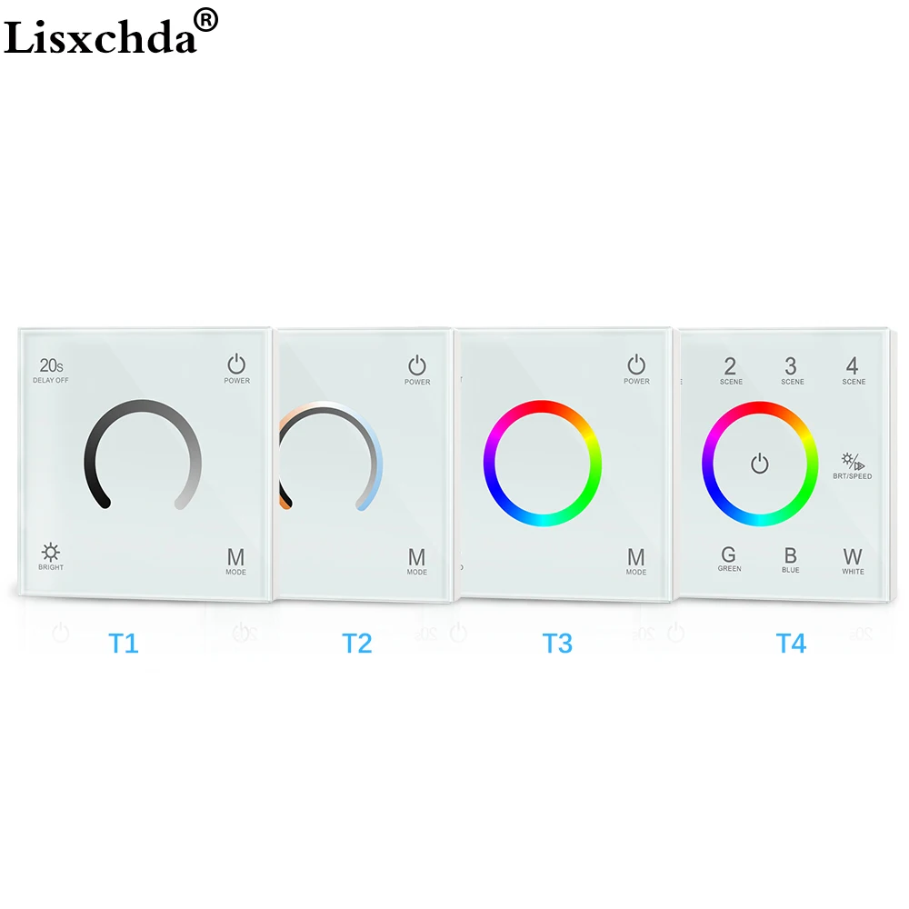 DC12-24V 288 W 2,4G T1/T2/T3/T4 сенсорный Стекло Панель выключатели со светодиодным индикатором затемнения/ССТ/RGB/RGBW Яркость светодиодный пульт дистанционного управления для светодиодных лент