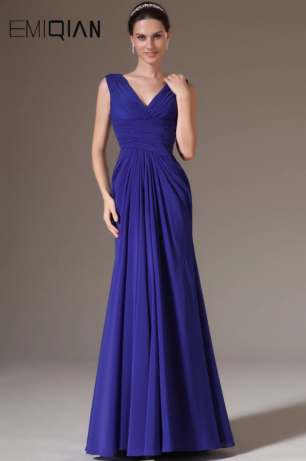 

Freeshipping New Blue V-Neck Lace Back Chiffon Evening Dresses