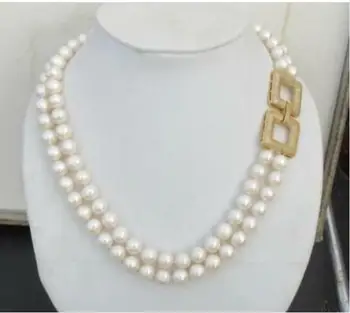 

Beautiful 9-10 mm Natural round White Pearl Necklace 18-19"