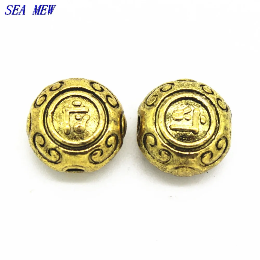

SEA MEW 20 PCS 11.7mm Nepal Metal Alloy Spacer Beads Antique Silver Antique Gold Round Hole Beads For Jewelry Making