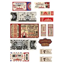 2 uds, billete de circo Vintage, decoración DIY, álbum de recortes, bala, diario, papelería, pegatinas, planificador, artesanía de patchwork, suministros