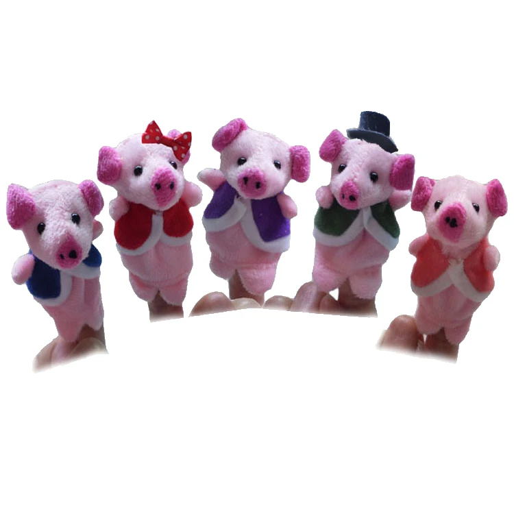 5Pcs/Set Finger Puppets for Children Kids Baby Cute Toys Stage Show Performance Prop-The Little Piggy