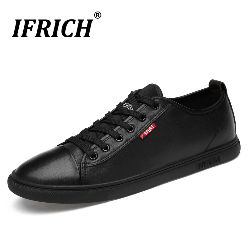 

2019 Hot Sale Men Casual Original Shoes Black Leather Man Sneakers Luxury Brand Man Shoe Lace Up Spring Autumn Footwear For Mens