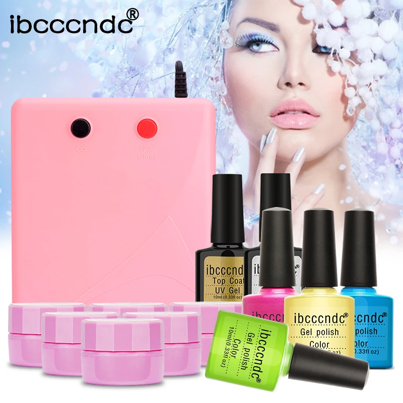 

Nail Art Manicure Set 6pcs 5ml Soak Off Fairy Flower Gel Nail Polish 36W UV Lamp Base Gel Top Coat 4pcs 10ml Gel Polish Varnish