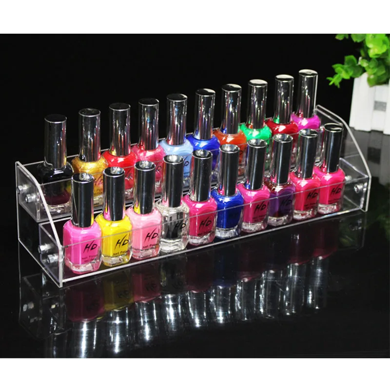 Acrylic Clear Cosmetic Lipstick Storage Box Display Stand Removable Nail Polish Shelf Rack Holder Women Makeup Organizer Case2