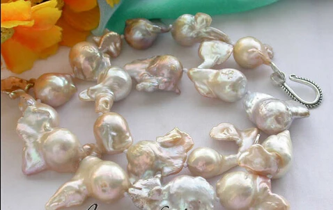 

HOT SELL - HOT3809 lavender pink baroque keshi reborn pearl necklace silver -Top quality free shipping