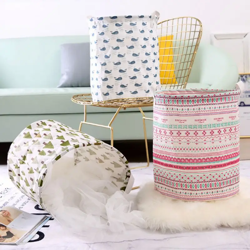 

Home Large Size Laundry Baskets Cute Pattern Laundry Baskets Foldable Cloth Storage Basket for Bathroom Home Storage Supplies