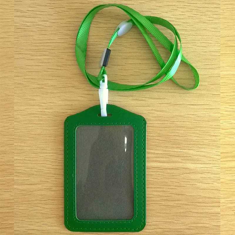 

3pcs Students Worker Card Holder Neckstrap ID Card Badge Holder Transparent Name Tag Lanyard Holder for School Office(Green)