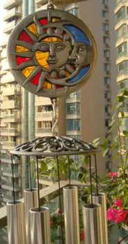 

Metal Glass Sun Face Relaxing Wind Chimes Sound Chapel Church Tuned Bells Windchime Long Aluminum Tube Silver Home Hanging Decor