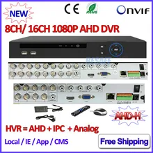 1080 P Гибридный AHD DVR 16CH для AHD Hm 960 H D1 H.264 камера 8 Канальный DVR рекордер P2P NVR IP для 3-МЕГАПИКСЕЛЬНАЯ ONVIF 2.4 IP Сети камера