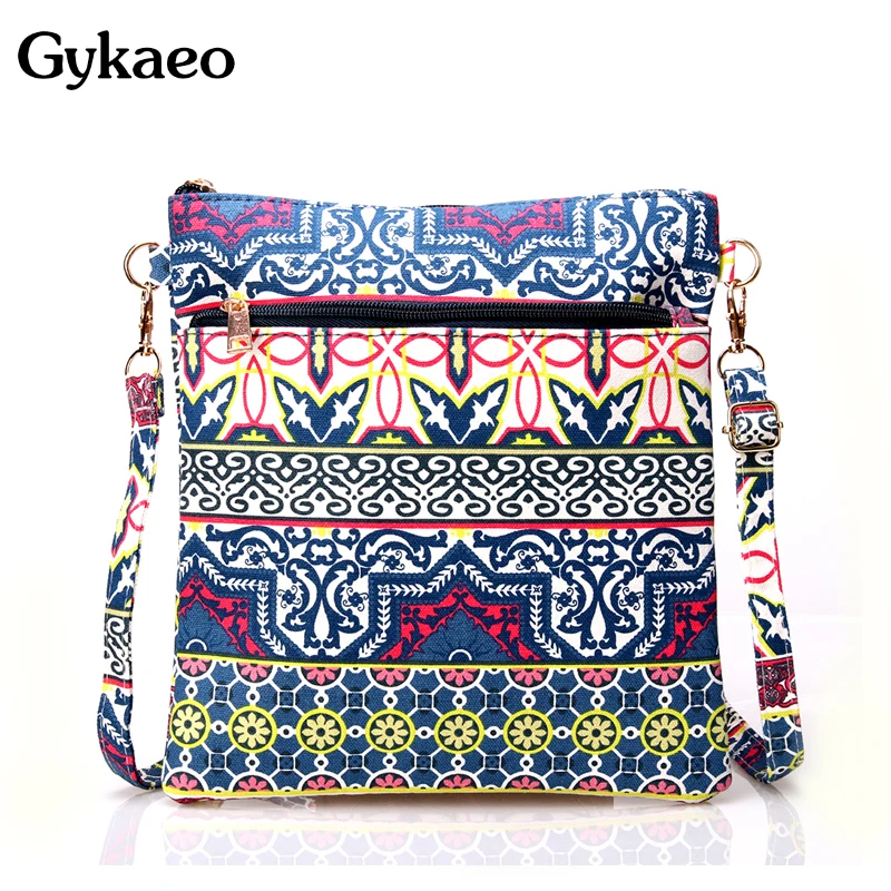 Gykaeo Повседневная парусиновая сумка на плечо с цветочным принтом женские маленькие сумки через плечо женские сумки известных брендов Женская сумка-мессенджер