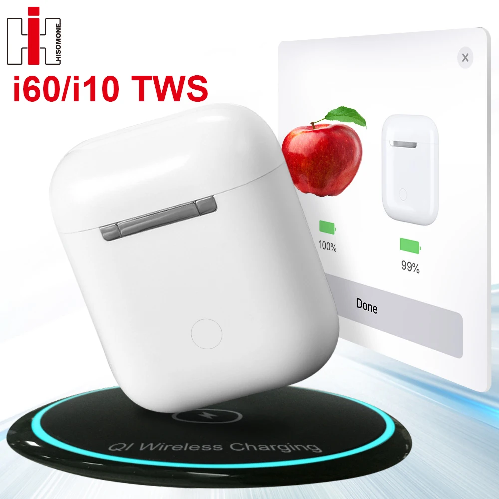 

Pop Up i60 TWS i10 TWS Support QI Wireless Charging Wireless Bluetooth Earphone 1:1 Size Separate Use PK i30 i20 i12 TWS LK TE9