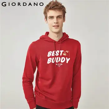 

Giordano Men Hoodie Men Lucky Piglet Series Fleeced-lining Hoodies Men Long Sleeve Hood Drawstring Winter Funny Tops