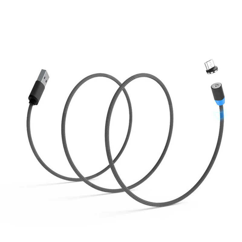 كابل مغناطيسي مزين المصغّر usb نوع C LED المغناطيس كابل الشاحن ل فون X سامسونج Xiaomi 1 m تهمة سريع الهاتف المحمول الكابلات