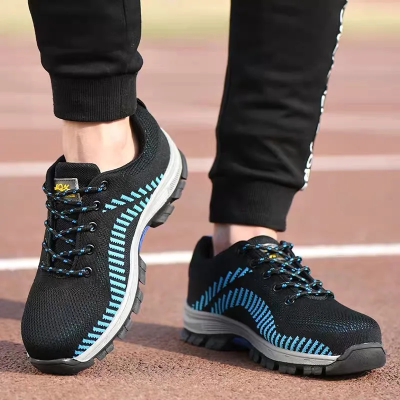 Противоразбивающая и противопронизывающая защитная обувь дышащая и дезодорирующая вразлёт, плетение сетчатая защитная обувь