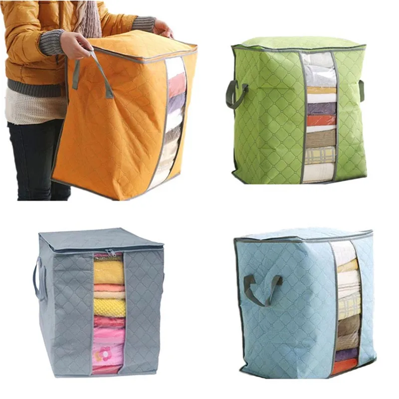 

Large Clothes Bedding Duvet Zipped Pillows Non Woven Storage Bag Box organizers clothes Quality First DROP SHIP