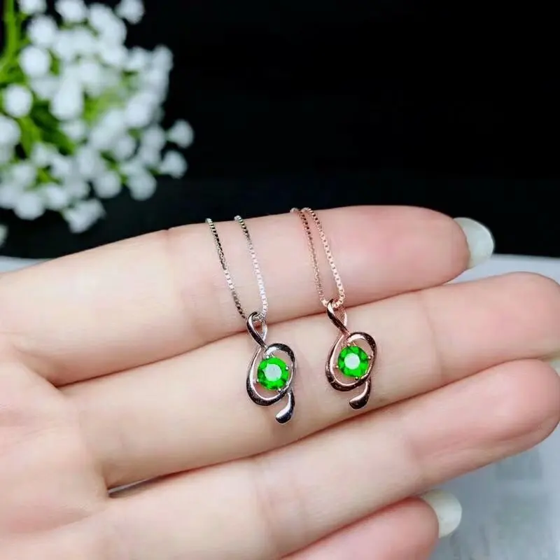 

shilovem 925 sterling silver real Natural diopside pendants fine Jewelry plant women trendy 4*4mm wholesale new bz040401agt