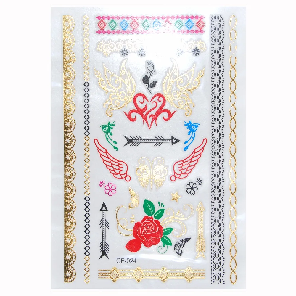 Health Beauty Body Art Temporary Tattoos Gold Flash Metallic Tattoo Arm