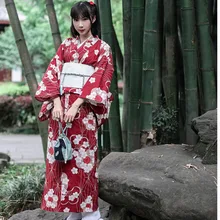 Традиционное японское цветочное кимоно с поясом, женское хлопковое платье юката, японское сексуальное платье для танцев и выступлений, карнавальный костюм A60514