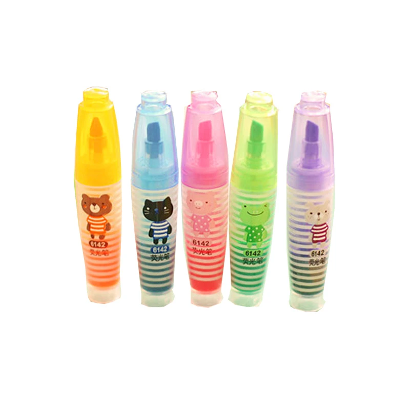 6PCS-Set-Cute-Kawaii-Mini-Highlighters-Pen-Lovely-Cartoon-Bear-Markers-Pen-Kids-School-Supplies-Stationery (2)_