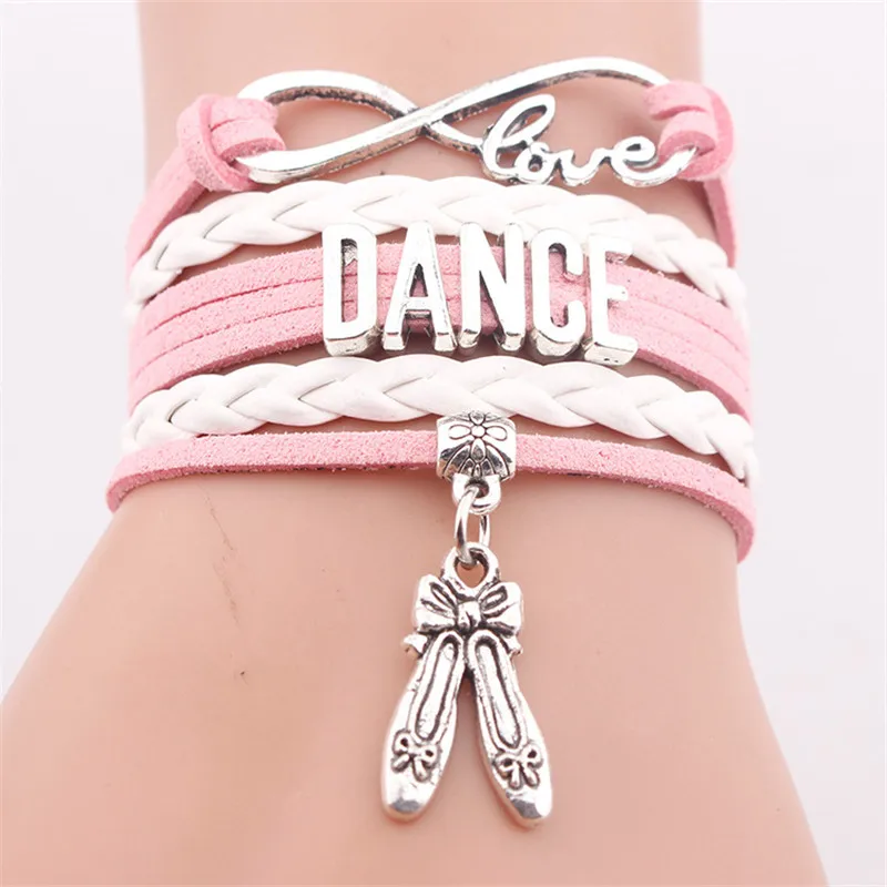Infinity High Quality Gift for Her Dance Mom Ballet Dancer Dancing Girls Leather Braid Bracelets for Women