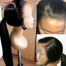 Волосы ELVA предварительно сорвал полный шнурок человеческих волос парики с волосами младенца прямые бразильские волосы remy бесклеевой парик на сеточке для черных женщин