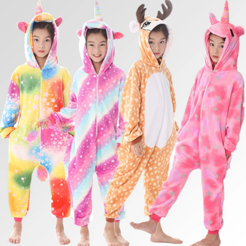 Girl Boy New Christmas Pajamas Animal Elk Unicorn Tianma Children Pajamas Dress Winter Children Pajamas 4 6 8 10 12 Years Old