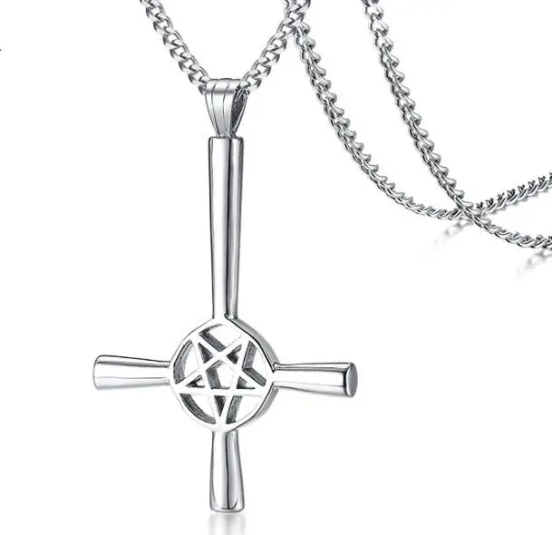 

Fashion Jewelry stainless steel Cool ICP Satan cross Pendant necklace 24 inch for Mens
