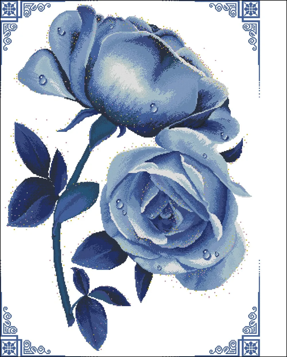 Blue rose flower fine Counted Arts Needlework Embroidery DIY DMC Cross Stitch Kits Crafts 14CT