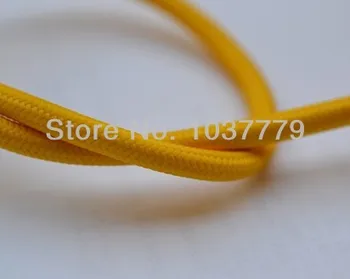 

12meters/lot Yellow textile cable fabric power cord clothe covered round copper wire