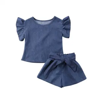 

2pcs Newborn Toddler Infant Baby Girl Clothes Sets Denim T-shirt Tops Short Sleeve Shorts Cute Outfits Clothing Set Girls 2-6T