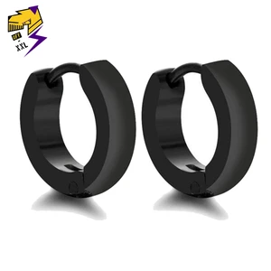 Trendy Black Small Round Hoop Earrings Blue Stainless Steel Jewelry Women Classic Blue Circle Hoops Earring for Men