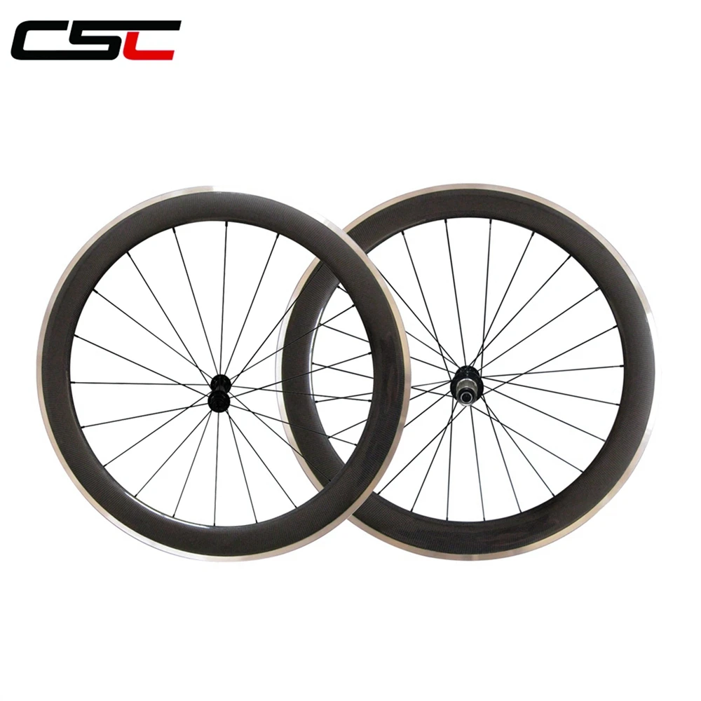 Best CSC 700C 60mm Depth 23mm width Clincher Carbon road wheels Aluminium Brake track wheelset D  T350 240 hub NOVATEC AS511SB 3