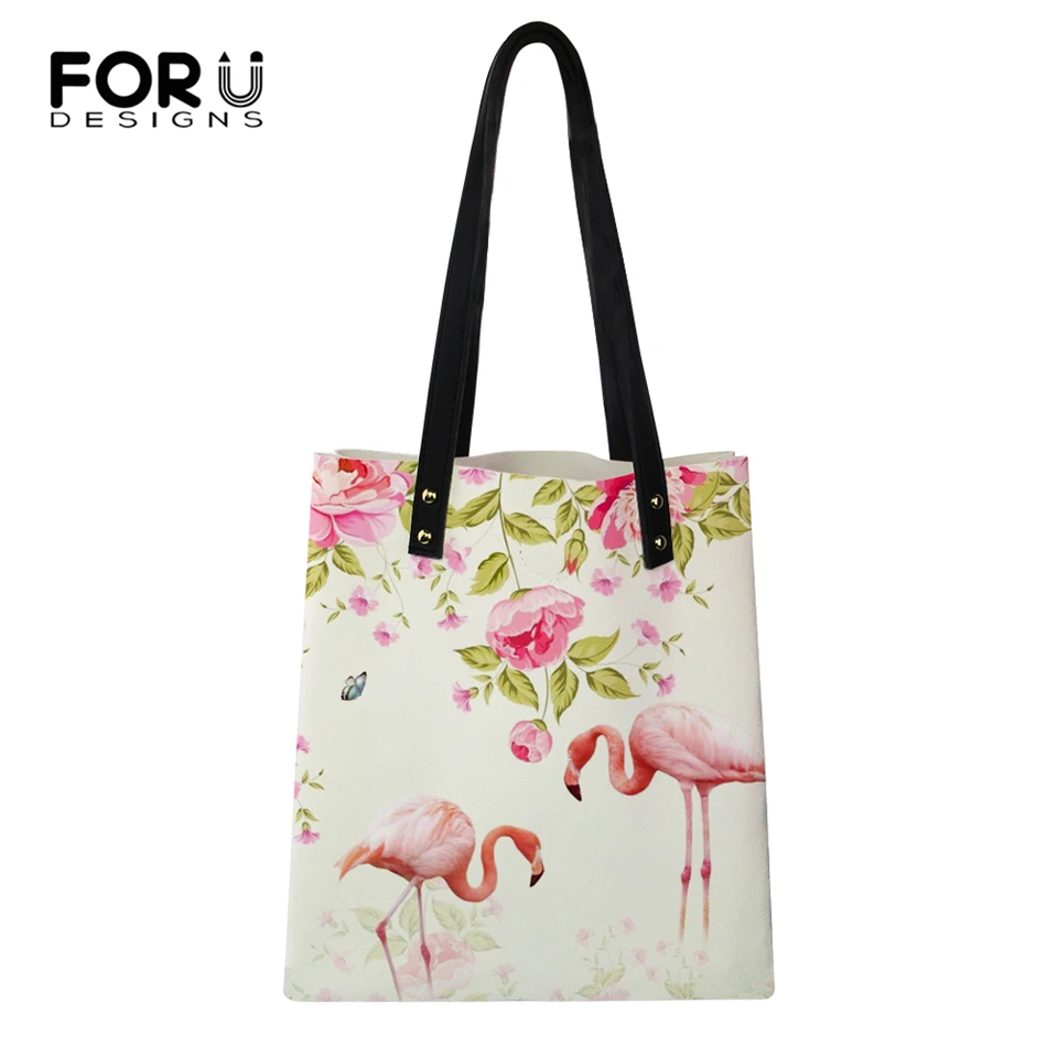 

FORUDESIGNS Women Fashion Handbags Flamingos Prints Pattern Girls Shoulder Bags Casual Large Capacity Travel Storage Package Bag