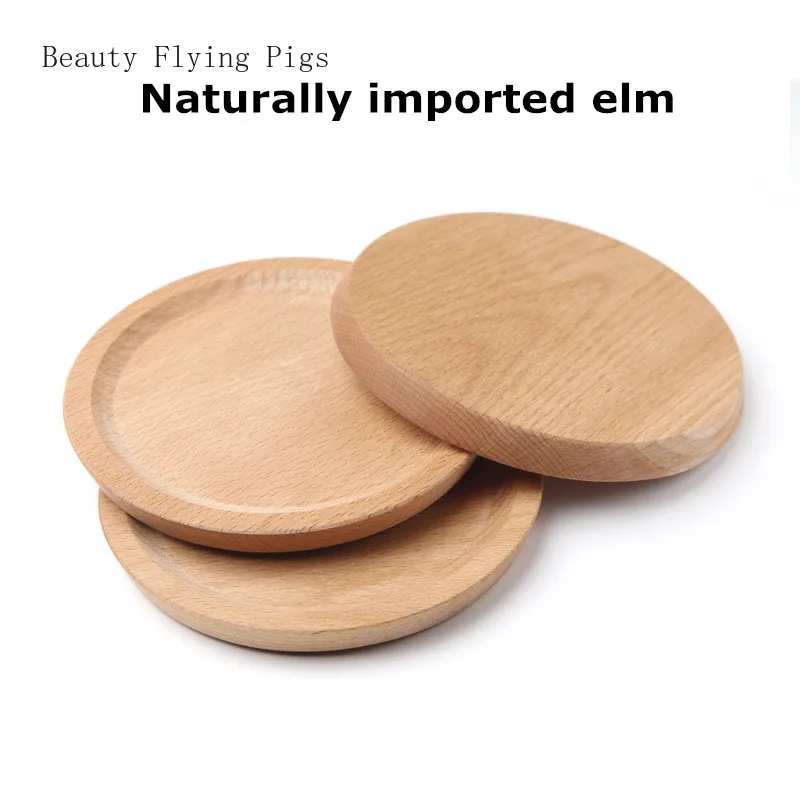 

Wooden coaster Japanese non-slip coaster creative insulation solid wood teacup natural beech mat home decoration supplies