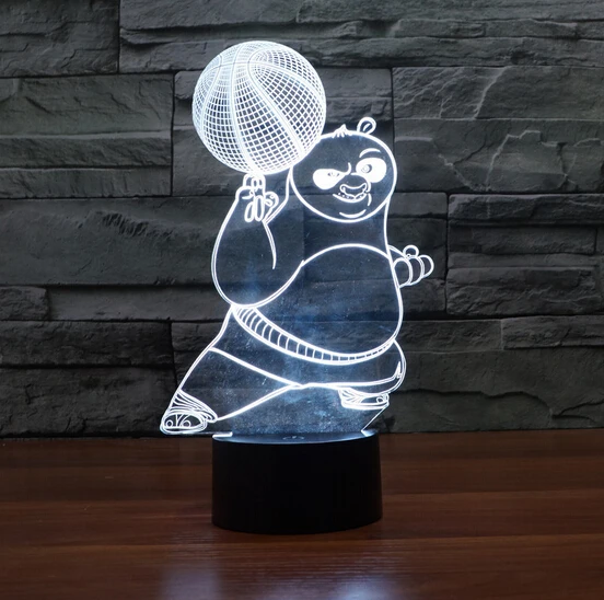

Hot NEW 7color changing 3D Bulbing Light Panda do Kung Fu OPortugal visual illusion LED lamp action figure toy Christmas gift