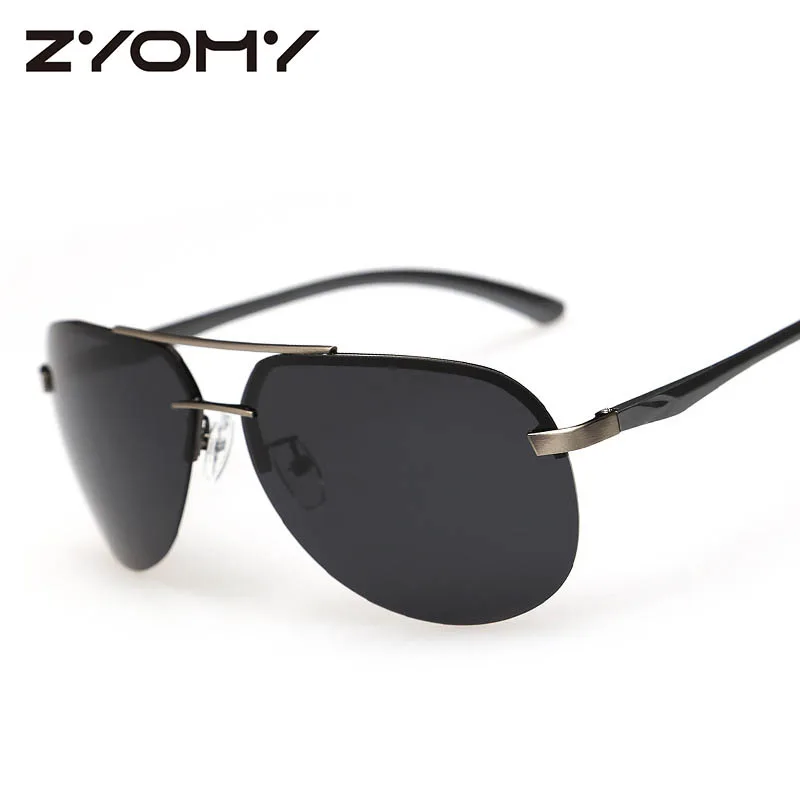 

ZYOMY Goggle Polarized Aluminum Magnesium Vintage Brand Designer Semi-rimless Sunglasses De Sol Driving Sun Glasses UV400