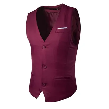 

Spring new men's European and American color matching single row men's gentleman suit vest