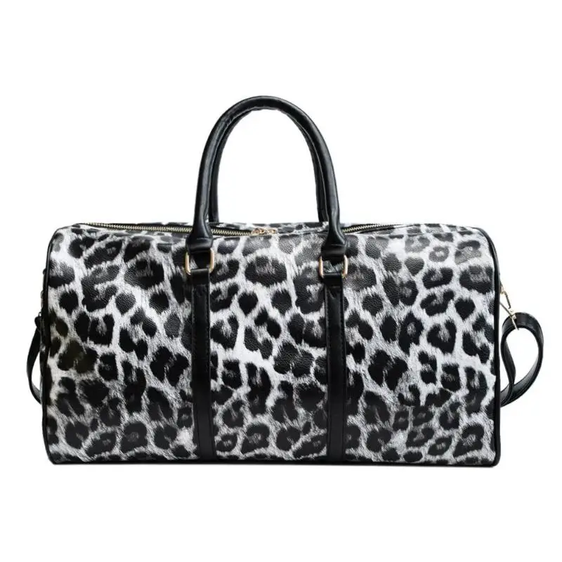 Модная женская сумка на ремне, Большая вместительная леопардовая сумка через плечо, Дорожные Сумки из искусственной кожи, сумка-мессенджер на выходные - Цвет: Black
