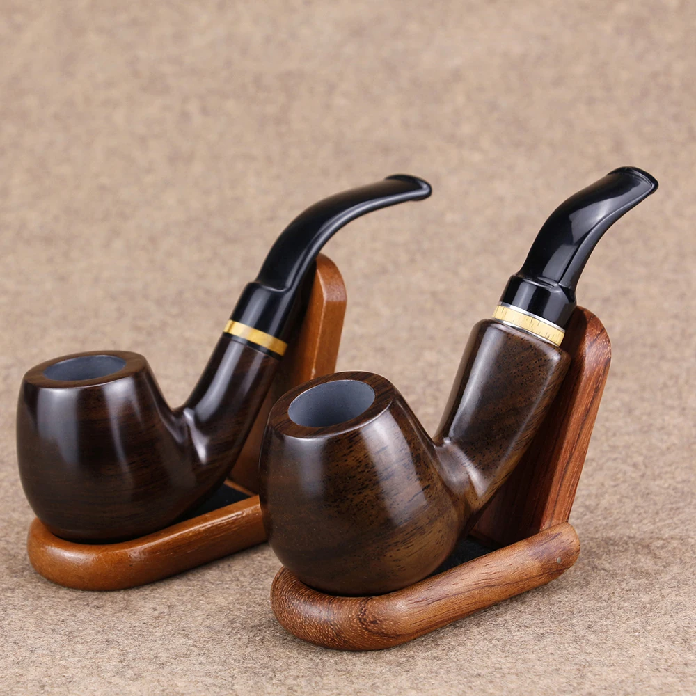 

2018 Ebony Wood Pipe Top Grade 9mm Filter Smoking Pipe 2 Choices Tobacoo Pipe Smoking Handmade Wooden Pipe with tools