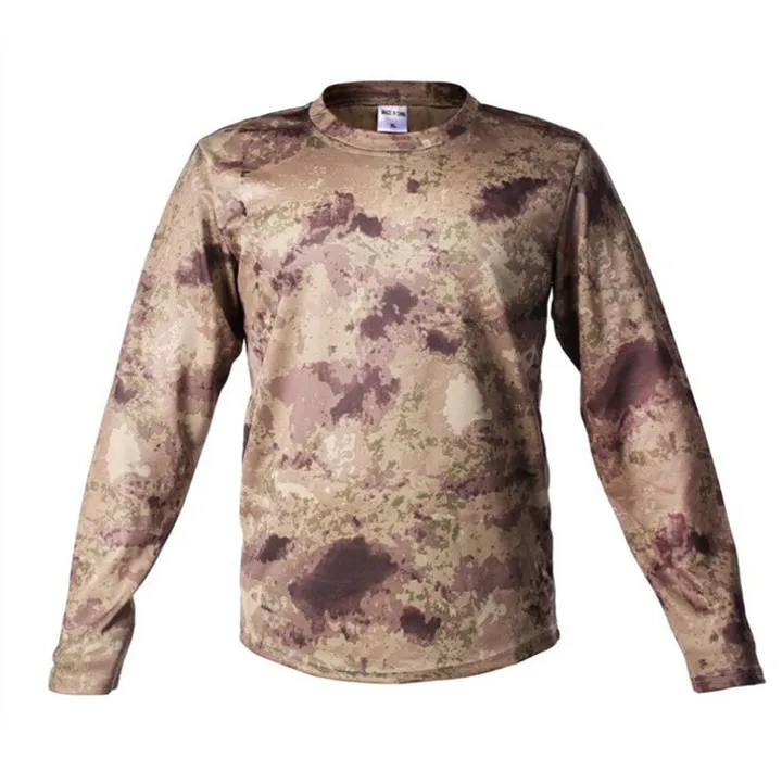ZXQYH Новые футболки дышащие быстросохнущие с длинным рукавом мужские военные тактическая одежда армейские рубашки спортивные охотничьи футболки - Цвет: ATAC