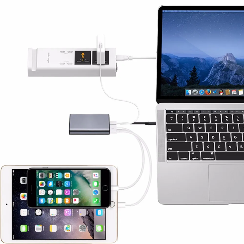 YOJOCK USB-C концентратор адаптер с HDMI 4K 30 Гц, VGA, аудио разъем, Ethernet RJ45, USB 3,0, слот для карт TF, type-C PD порт для Macbook Pro