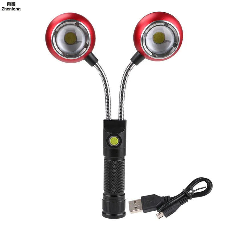 

Portable Mini Light Double Head Working Inspection light COB LED Multifunction Maintenance flashlight Hand Torch lamp 18650