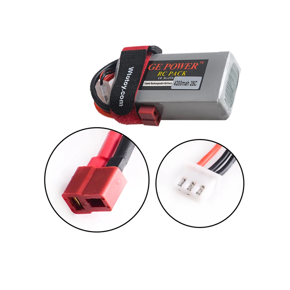 1 adet Yuksek kaliteli GE Guc 7 4 В 4200 мАч 25C 2 S li po aku T tak icin Wltoys 12428/RC araba/RC tekne|Детали и аксессуары| |