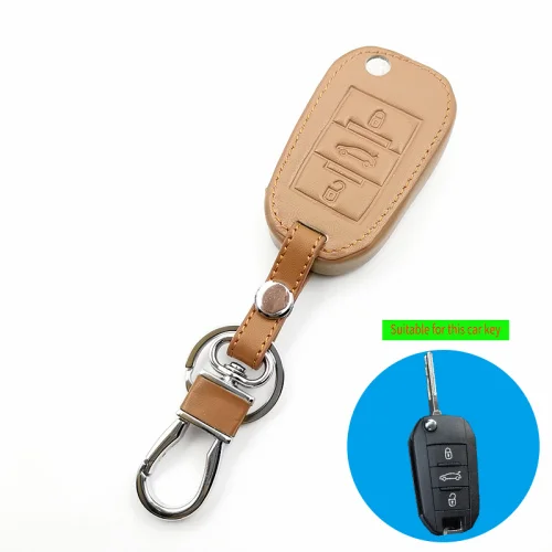 3 кнопочный ключ автомобиля крышка для peugeot 508 301 2008 3008 408 для Citroen C4 кактус C5 C3 C4L корпус автомобиля ключ дистанционного покрытия сумка - Название цвета: brown