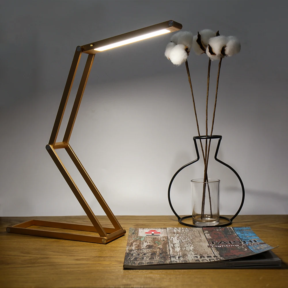 

Modern Simple Golden LED Desk Lamp Flexible Foldable Eye Protection Table Lamp USB Rechargeable Reading Book Lights For Children